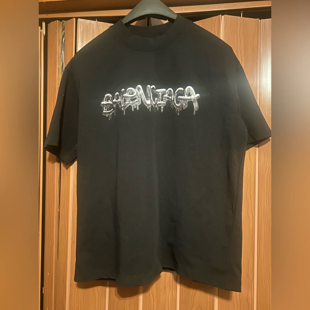 BALENCIAGA 21AW Slime Graphic Logo T-shirt Size S Cotton black